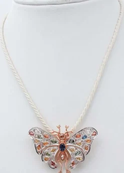 Pamono Sapphires, Diamonds, Rose Gold and Silver Brooch or Pendant Necklace> Brooches