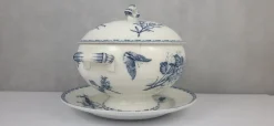 Pamono Sarreguemines Earthenware Soup Tureen, 1890s><noscript><img width=