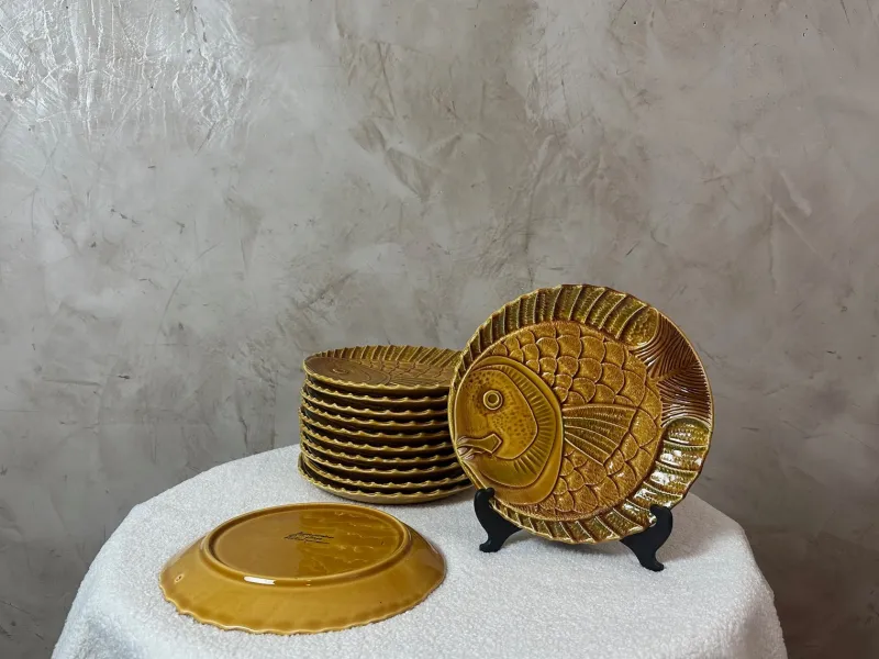 Pamono Sarreguemines Fish Service, 1950, Set of 14