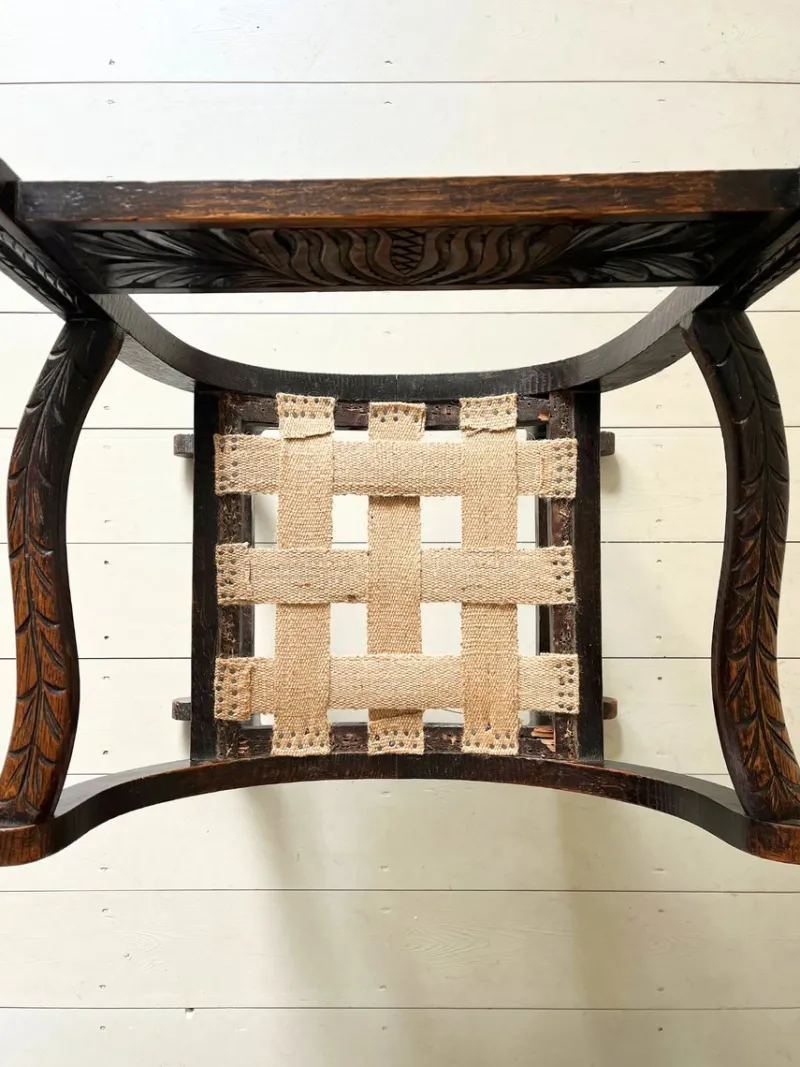 Pamono Savanarola Chair with Hand-Carved Detail and X Frame, Italy, 19th Century> Side Chairs & Dining Chairs