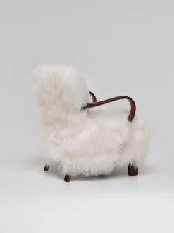 Pamono Scandinavian Art Deco Lounge Chairs in Mongolian Sheepskin, 1950s, Set of 2> Lounge Chairs & Armchairs