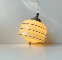Pamono Scandinavian Art Deco Opaline Glass Beehive Pendant Lamp, 1930s> Ceiling Lights
