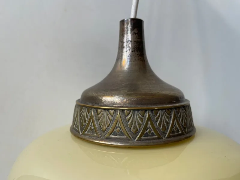 Pamono Scandinavian Art Deco Opaline Glass Beehive Pendant Lamp, 1930s> Ceiling Lights