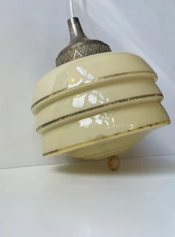 Pamono Scandinavian Art Deco Opaline Glass Beehive Pendant Lamp, 1930s><noscript><img width=