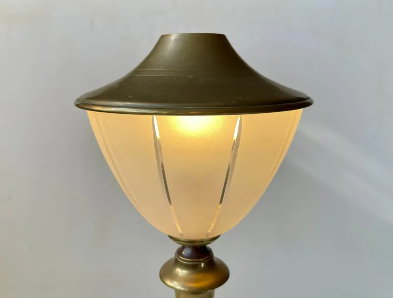 Pamono Scandinavian Art Deco Table Lamp in Bronze, Brass and Glass, 1930s> Table Lamps