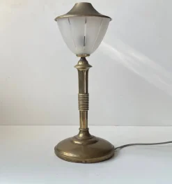 Pamono Scandinavian Art Deco Table Lamp in Bronze, Brass and Glass, 1930s><noscript><img width=