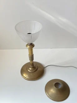 Pamono Scandinavian Art Deco Table Lamp in Bronze, Brass and Glass, 1930s><noscript><img width=