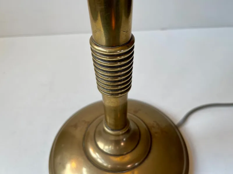 Pamono Scandinavian Art Deco Table Lamp in Bronze, Brass and Glass, 1930s> Table Lamps