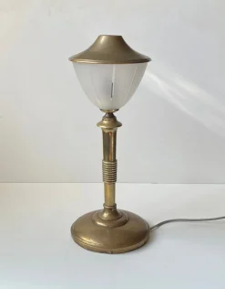 Pamono Scandinavian Art Deco Table Lamp in Bronze, Brass and Glass, 1930s><noscript><img width=