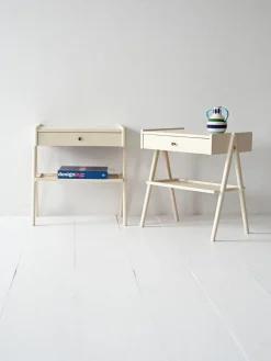 Pamono Scandinavian Bedside Tables with Vienna Straw Shelf, 1960s, Set of 2> Nightstands