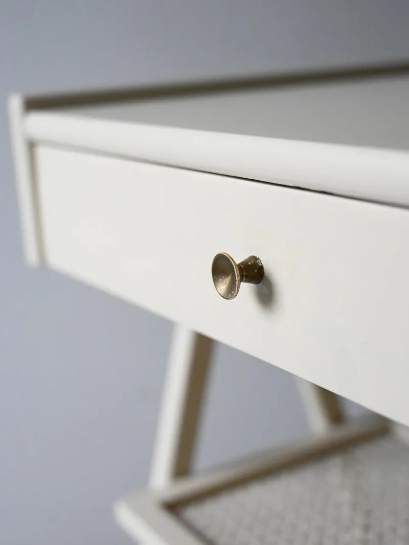 Pamono Scandinavian Bedside Tables with Vienna Straw Shelf, 1960s, Set of 2> Nightstands
