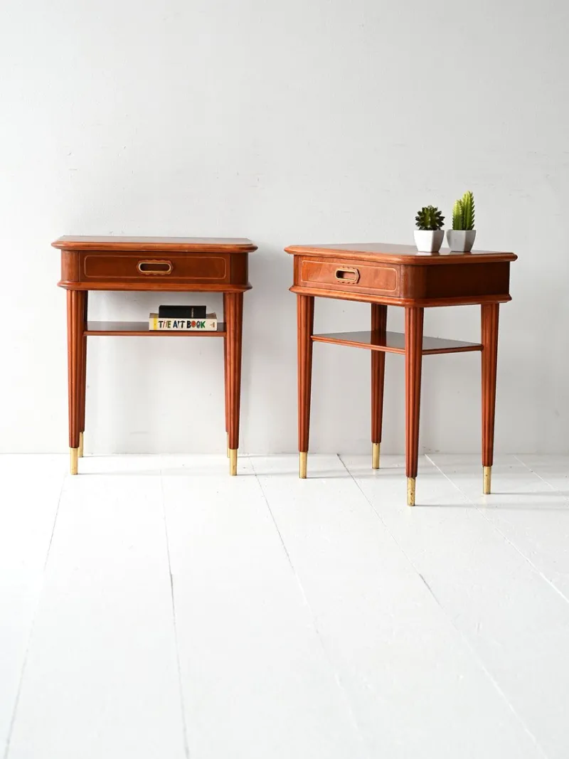 Pamono Scandinavian Bedside Tables in Mahogany, 1940s, Set of 2> Nightstands