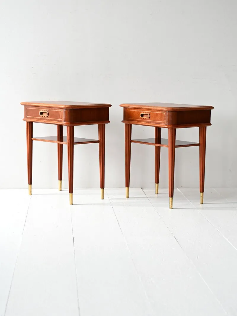Pamono Scandinavian Bedside Tables in Mahogany, 1940s, Set of 2> Nightstands