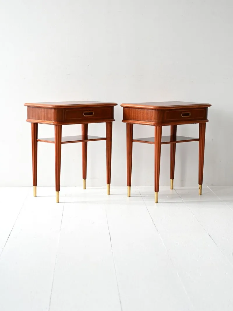 Pamono Scandinavian Bedside Tables in Mahogany, 1940s, Set of 2> Nightstands