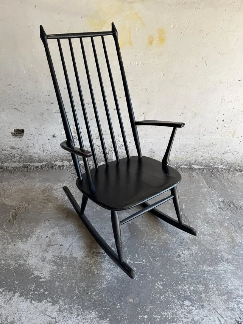 Pamono Scandinavian Black Windsor Style Rocking Chair> Rocking Chairs