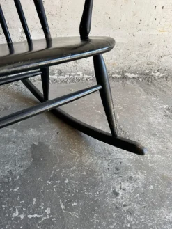 Pamono Scandinavian Black Windsor Style Rocking Chair><noscript><img width=