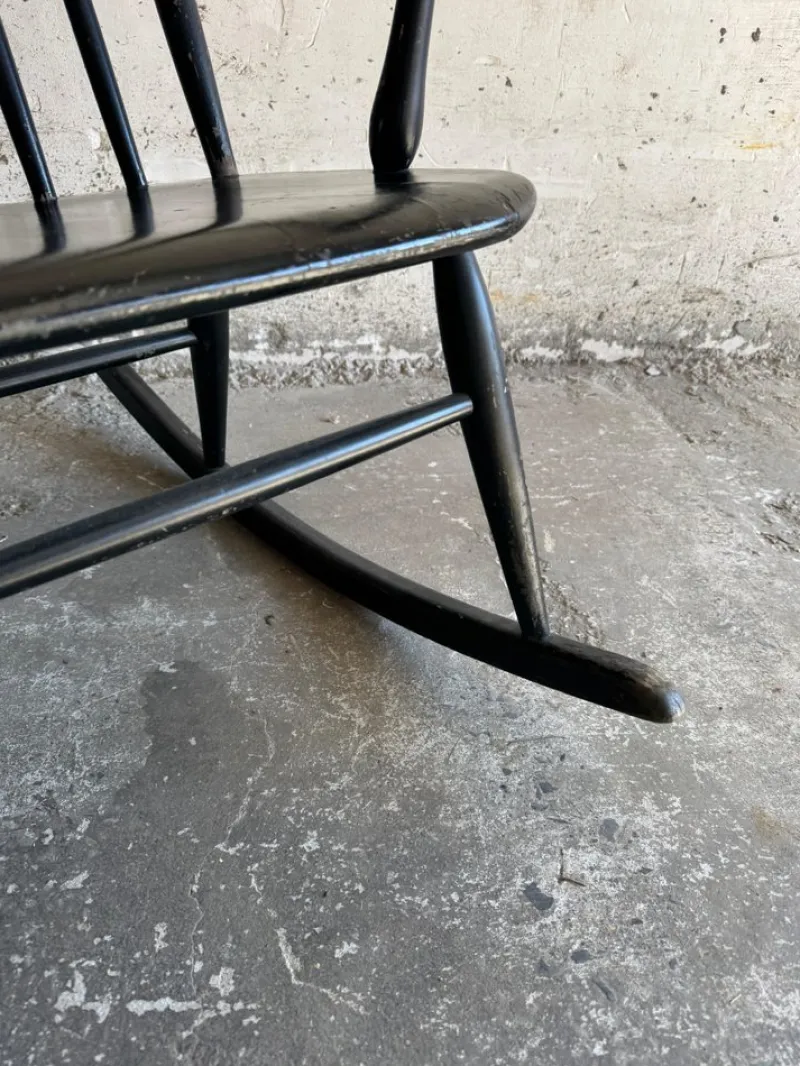 Pamono Scandinavian Black Windsor Style Rocking Chair> Rocking Chairs
