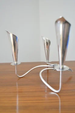 Pamono Scandinavian Calla Lily Candleholder by Hans Jensen, 1960s><noscript><img width=
