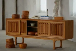 Discount Pamono Scandinavian Low Sideboard in Oak, 1950s