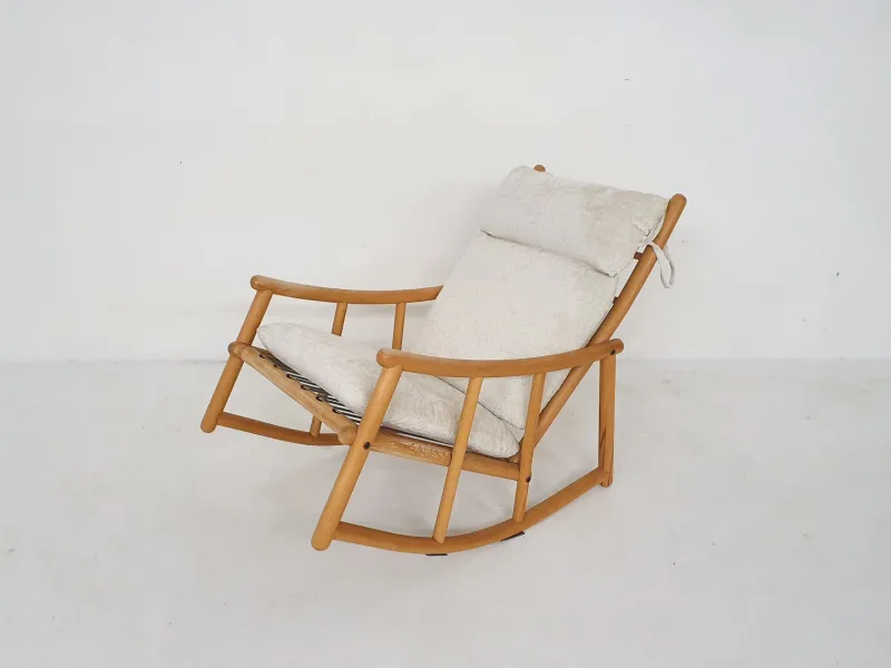 Pamono Scandinavian Modern Birch Spindle Rocking Lounge Chair, 1960s> Rocking Chairs