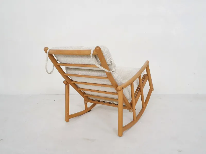 Pamono Scandinavian Modern Birch Spindle Rocking Lounge Chair, 1960s> Rocking Chairs