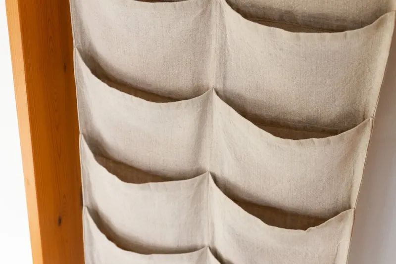 Pamono Scandinavian Modern Pine and Canvas Magazine Rack, 1970s> Magazine Racks