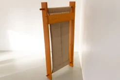 Pamono Scandinavian Modern Pine and Canvas Magazine Rack, 1970s><noscript><img width=