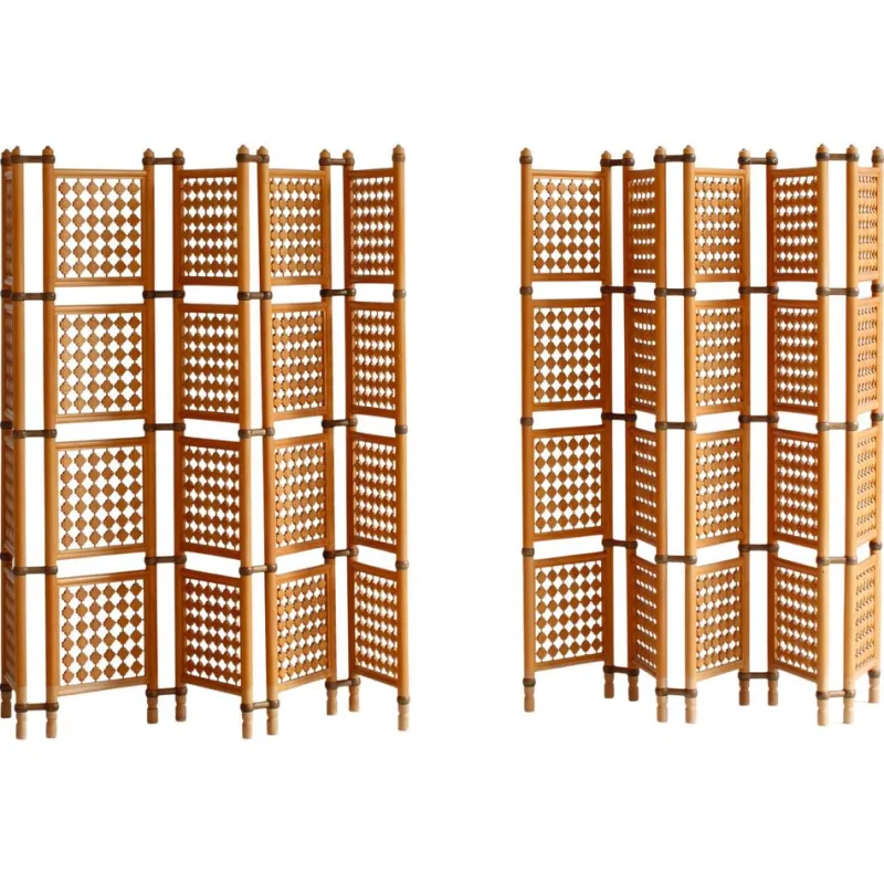 Pamono Scandinavian Modern Screens or Room Dividers in Stained Beechwood by Hans J. Wegner, 1940s, Set of 2> Room Dividers & Screens