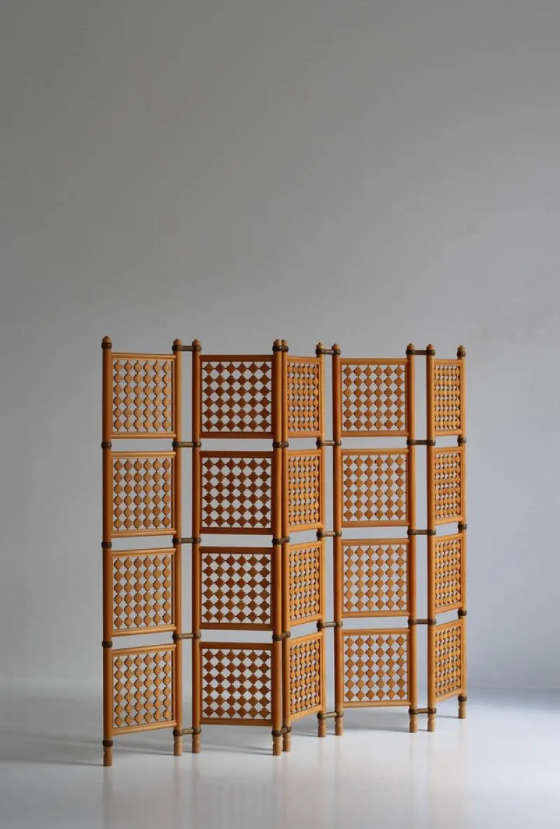 Pamono Scandinavian Modern Screens or Room Dividers in Stained Beechwood by Hans J. Wegner, 1940s, Set of 2> Room Dividers & Screens