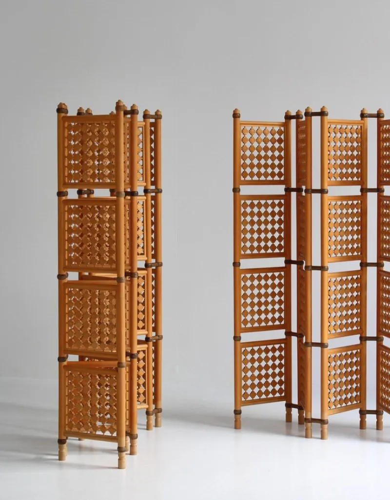 Pamono Scandinavian Modern Screens or Room Dividers in Stained Beechwood by Hans J. Wegner, 1940s, Set of 2> Room Dividers & Screens