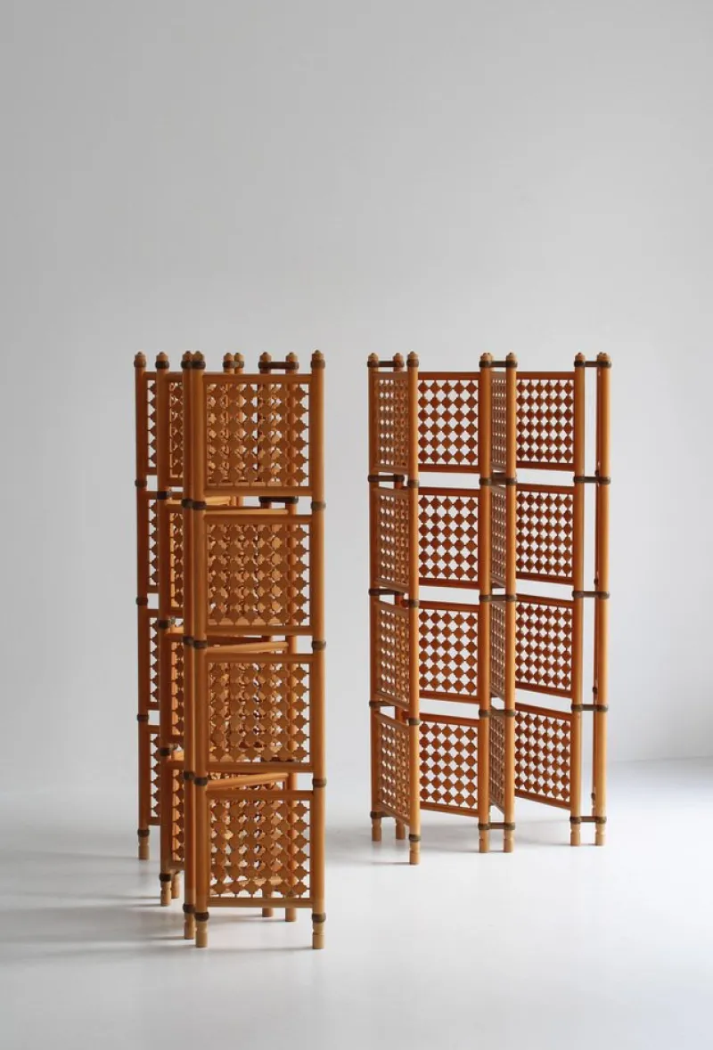 Pamono Scandinavian Modern Screens or Room Dividers in Stained Beechwood by Hans J. Wegner, 1940s, Set of 2> Room Dividers & Screens