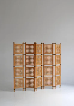Pamono Scandinavian Modern Screens or Room Dividers in Stained Beechwood by Hans J. Wegner, 1940s, Set of 2><noscript><img width=