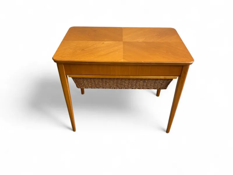 Hot Pamono Scandinavian Modern Sewing Table in Teak and Cane, 1950s