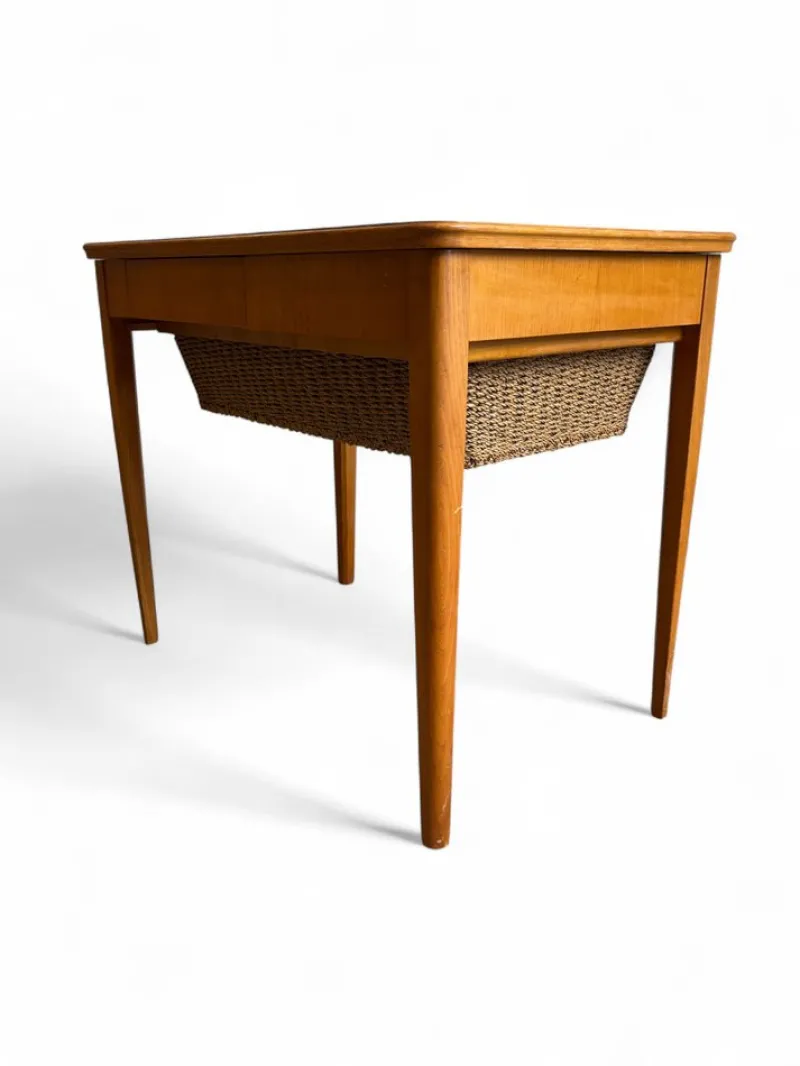 Hot Pamono Scandinavian Modern Sewing Table in Teak and Cane, 1950s