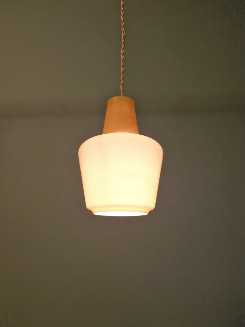 Pamono Scandinavian Opaline Pendant Light, 1960s> Ceiling Lights