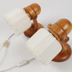 Discount Pamono Scandinavian Pine and Fabric Wall Lamps from Markslöjd, 1970s, Set of 2