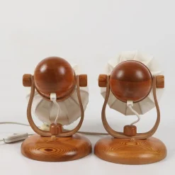 Discount Pamono Scandinavian Pine and Fabric Wall Lamps from Markslöjd, 1970s, Set of 2