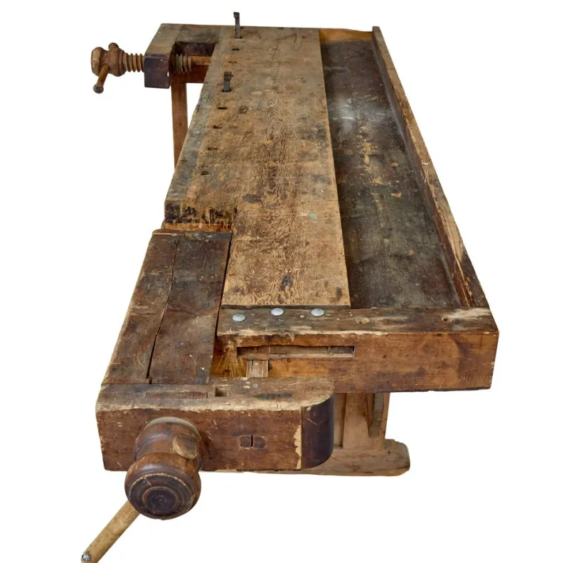 New Pamono Scandinavian Pine Trestle Workbench, 1890s