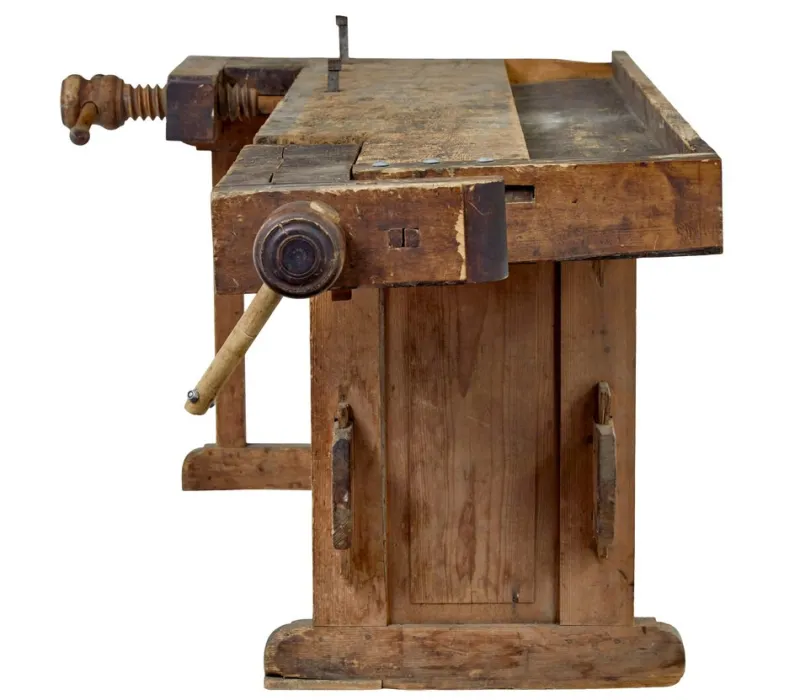 New Pamono Scandinavian Pine Trestle Workbench, 1890s