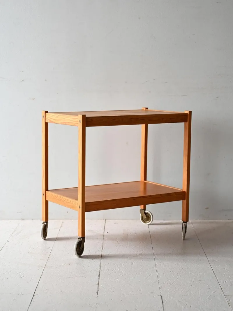 Pamono Scandinavian Pine Trolley, 1960s> Serving Bar Carts & Trolleys