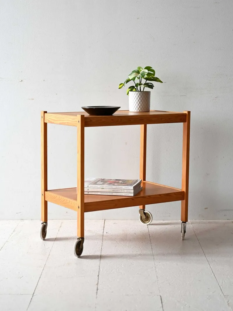 Pamono Scandinavian Pine Trolley, 1960s> Serving Bar Carts & Trolleys