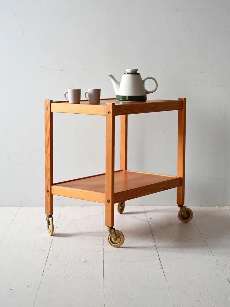 Clearance Pamono Scandinavian Pine Trolley, 1960s
