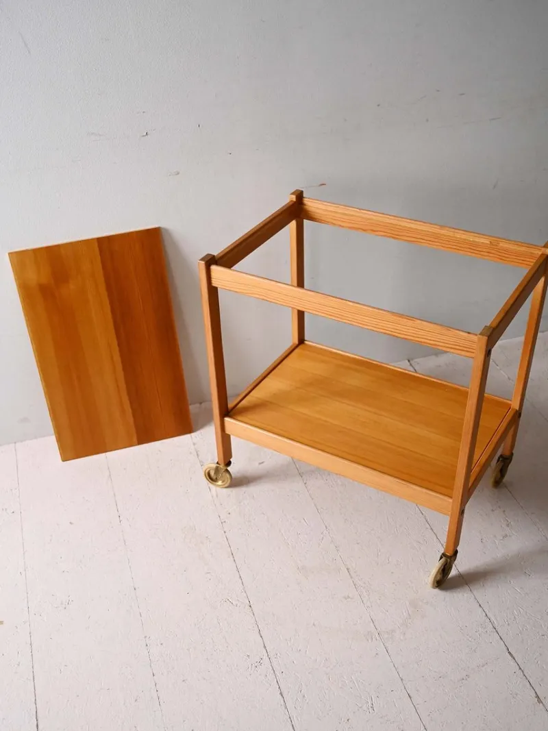 Clearance Pamono Scandinavian Pine Trolley, 1960s