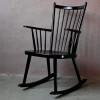 Pamono Scandinavian Rocking Chair in Black Wood