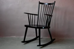 Pamono Scandinavian Rocking Chair in Black Wood