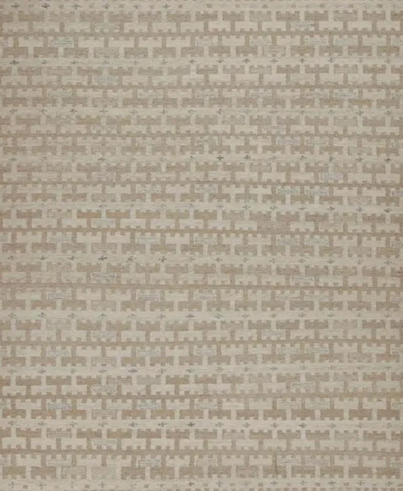 Pamono Scandinavian Rug with Beige-Brown Geometric Pattern from R&K Principal Jahanshah Nazmiyal> Carpets & Textiles|Carpets & Textiles
