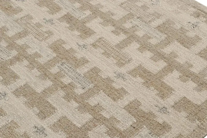 Pamono Scandinavian Rug with Beige-Brown Geometric Pattern from R&K Principal Jahanshah Nazmiyal> Carpets & Textiles|Carpets & Textiles