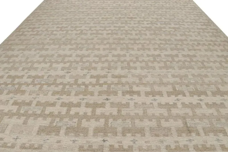 Pamono Scandinavian Rug with Beige-Brown Geometric Pattern from R&K Principal Jahanshah Nazmiyal> Carpets & Textiles|Carpets & Textiles