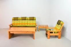 Best Pamono Scandinavian Seating Group in Pinewood & Rainbow Fabric by Yngve Ekström for Swedese, 1970s, Set of 5