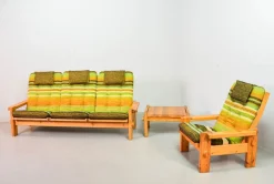 Best Pamono Scandinavian Seating Group in Pinewood & Rainbow Fabric by Yngve Ekström for Swedese, 1970s, Set of 5